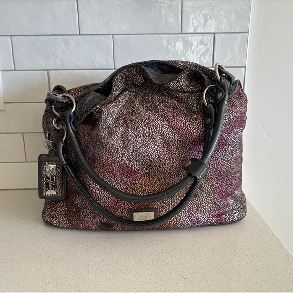 Y2K Beijo Couture Grey Snakeskin Reversible Multi-Color Hobo Purse See Pic EUC - Picture 1 of 14